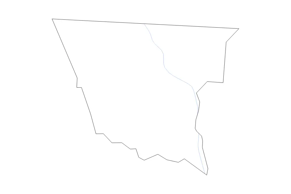Outline map of Cherokee County, South Carolina with subdivision borders and rivers.