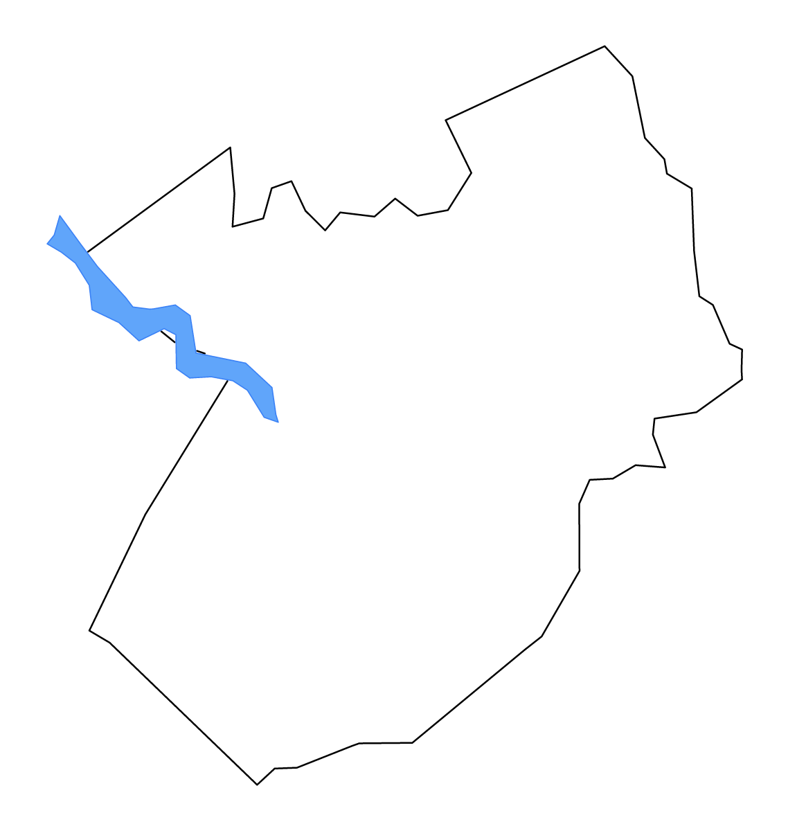 Mapa de contorno de Kershaw, South Carolina con lagos y ríos.