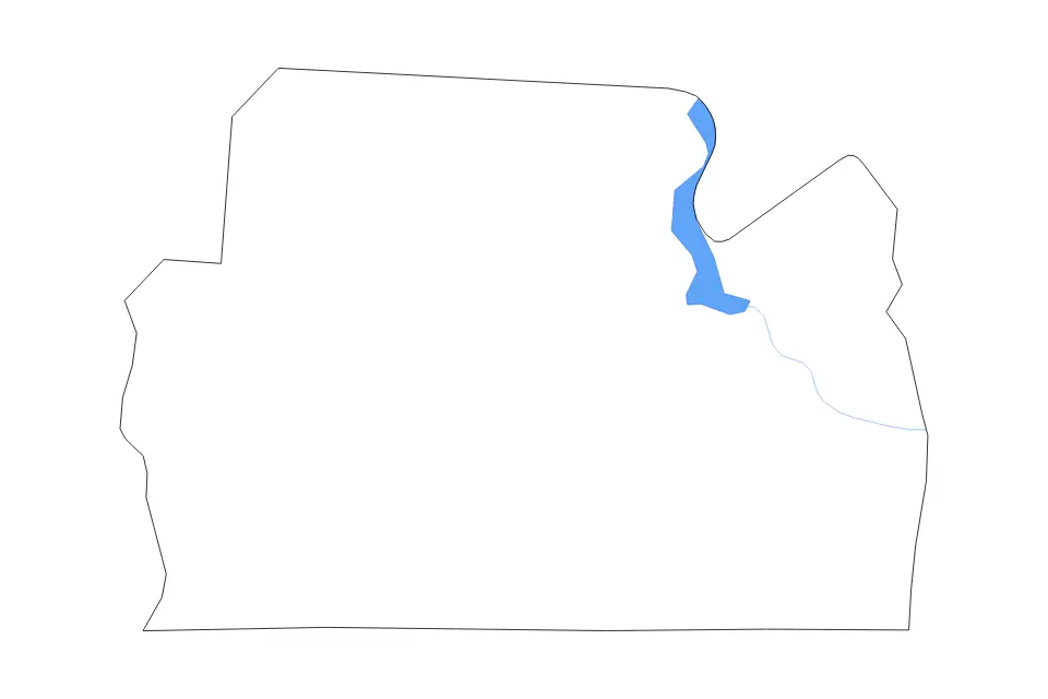 Outline map of York County, South Carolina with subdivision borders and major lakes and rivers.