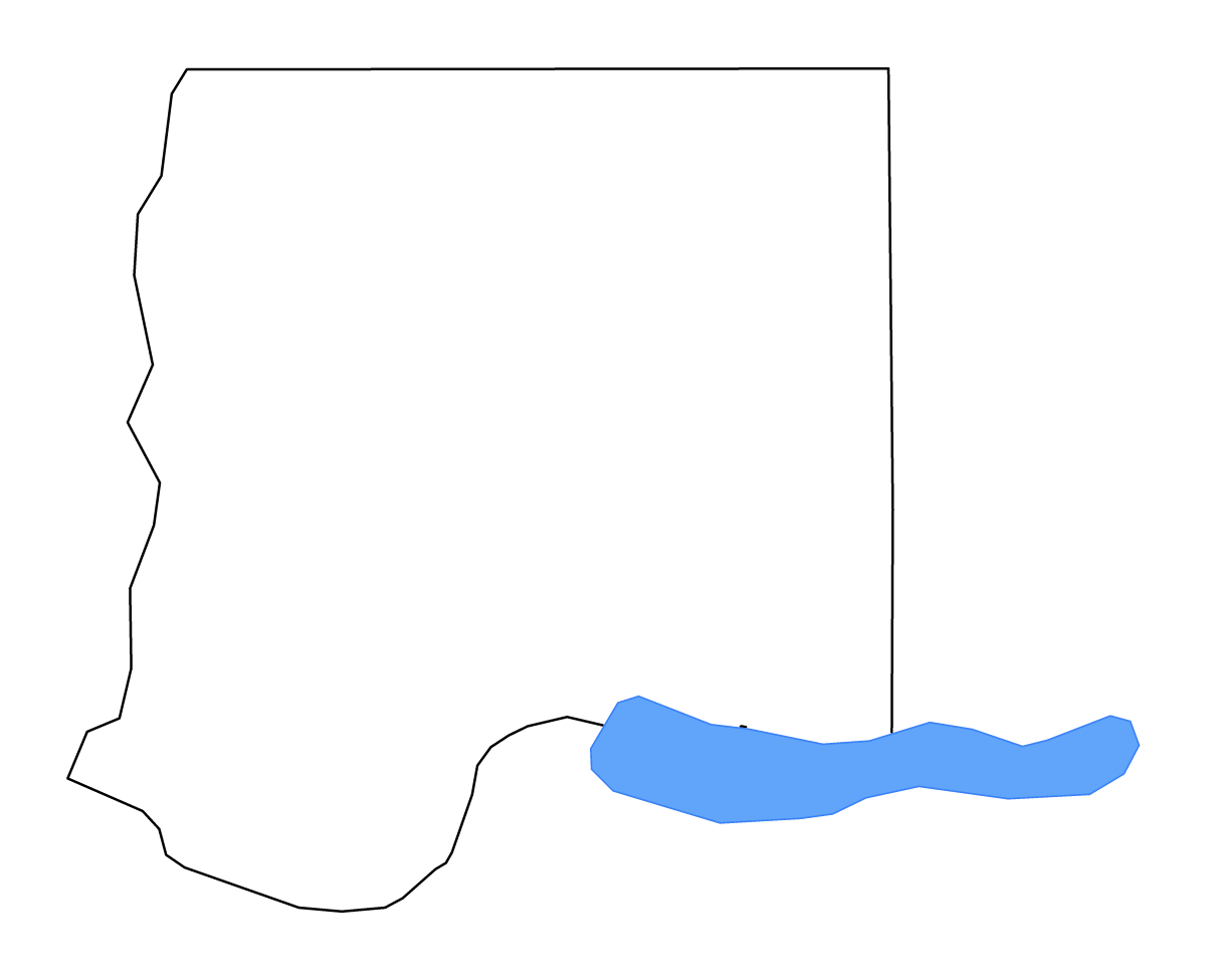 Mapa de contorno de Bon Homme, South Dakota con lagos.