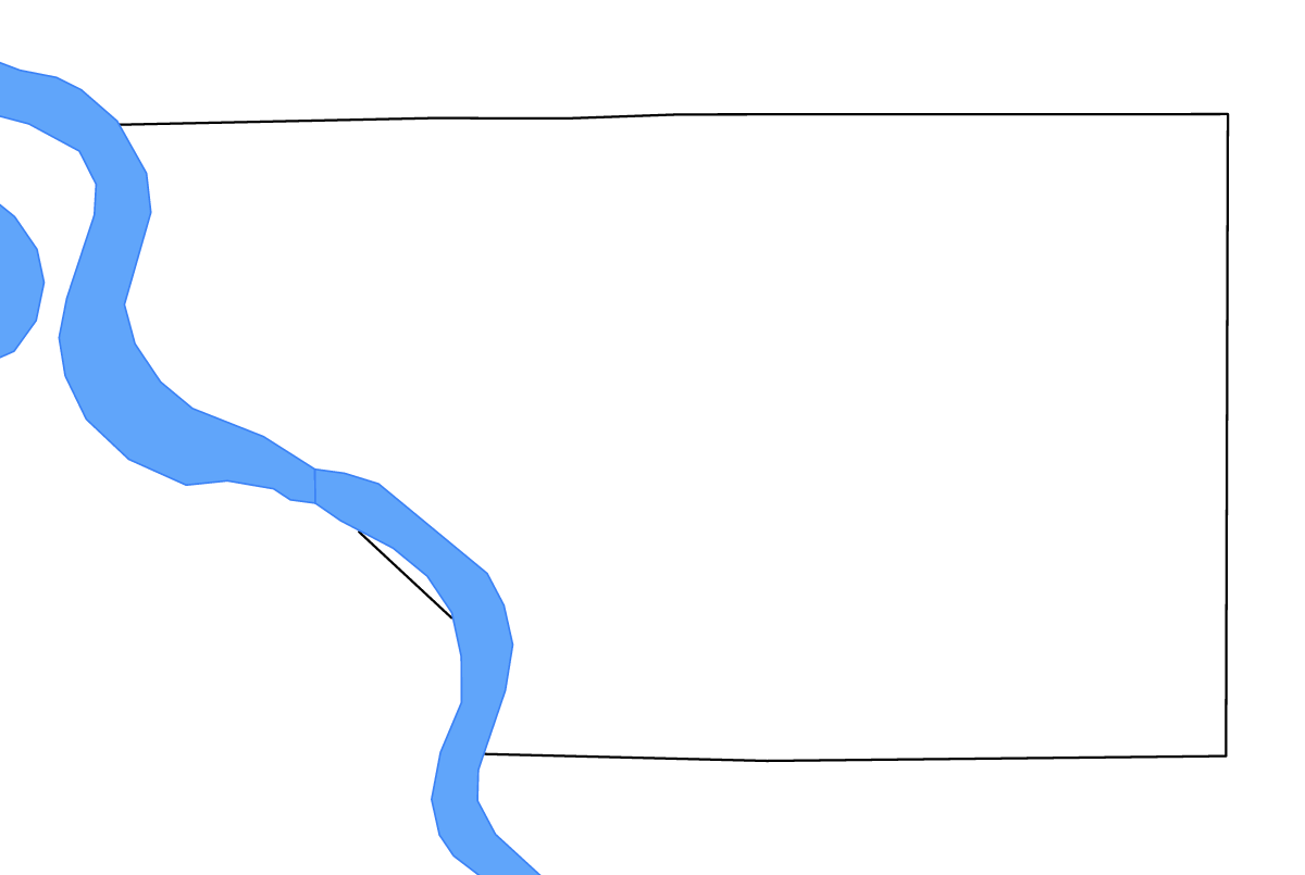 Mapa de contorno de Buffalo, South Dakota con lagos y ríos.