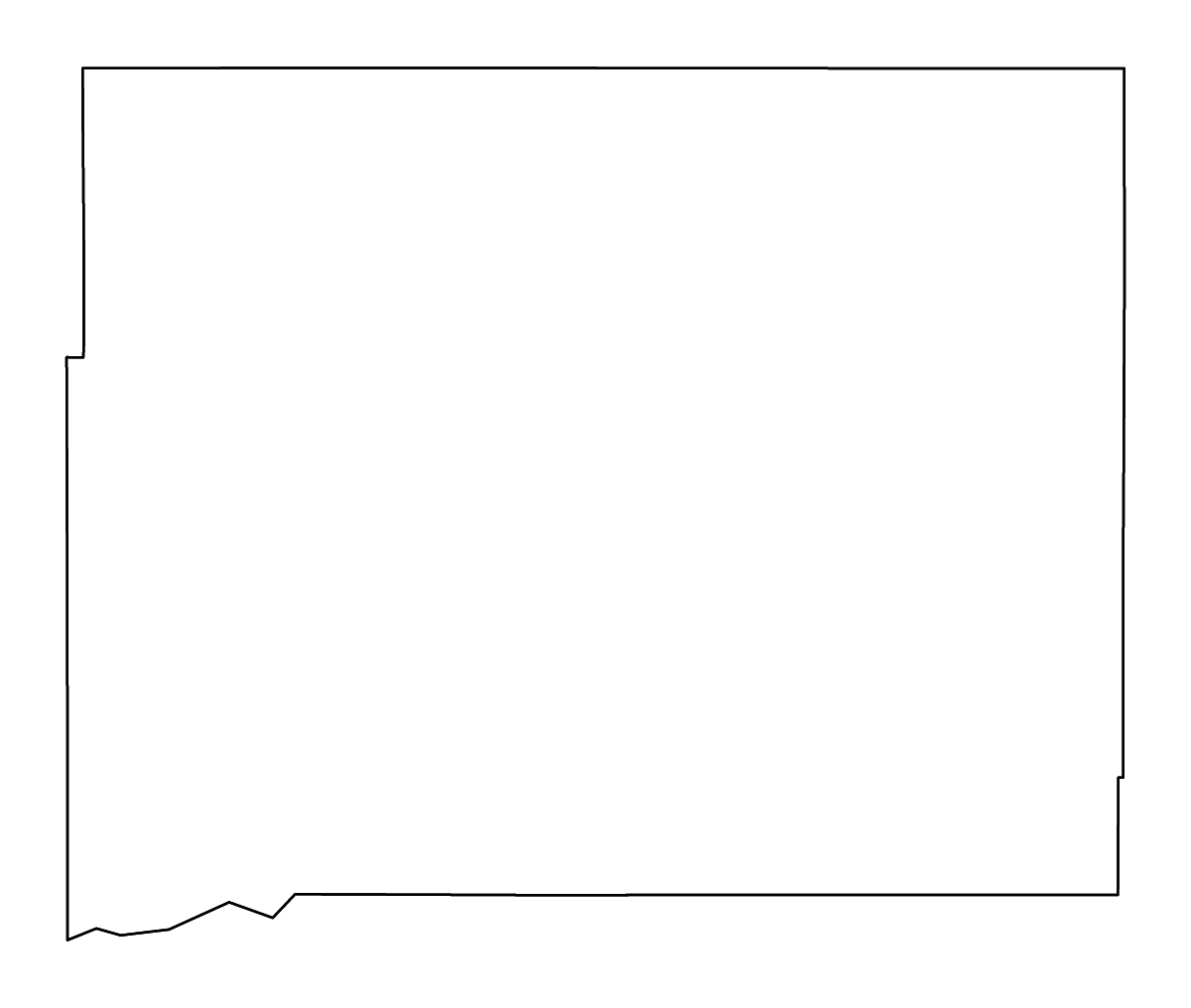 Mapa de contorno de Butte, South Dakota con ríos.