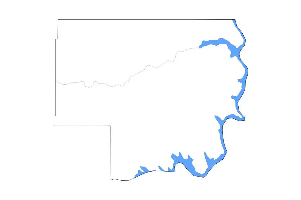 Carte de Dewey, South Dakota de type contour, lacs et rivières pour Amérique du Nord, montrant contour, lacs et rivières avec des éléments hydrographiques comme Lake Oahe.