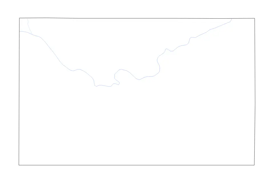 Carte de Fall River, South Dakota de type contour et rivières pour Amérique du Nord, montrant contour et rivières avec des limites nettes.