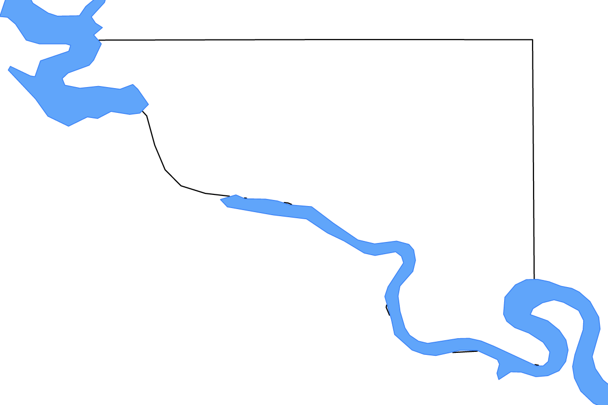 Mapa de contorno de Hughes, South Dakota con lagos y ríos.