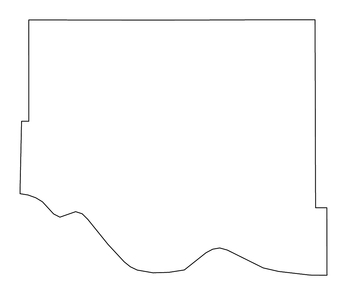 Mapa de contorno de Jones, South Dakota con ríos.