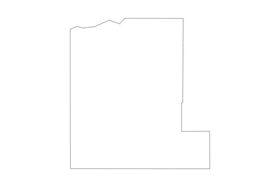 Outline map of Lawrence County, South Dakota with subdivision borders.