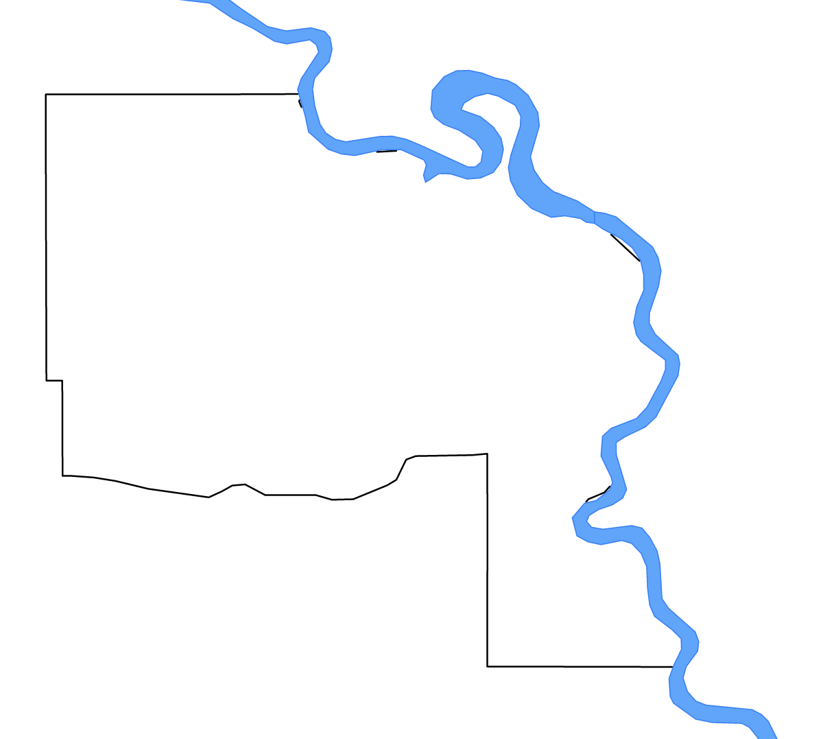 Mapa de contorno de Lyman, South Dakota con lagos y ríos.