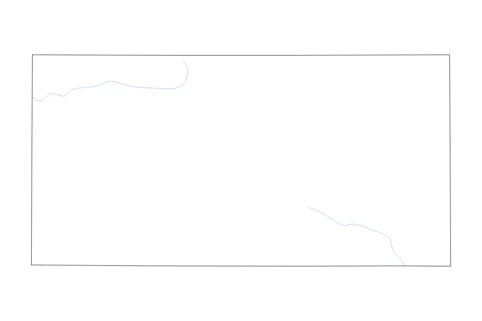 Outline map of McPherson County, South Dakota with subdivision borders and rivers.