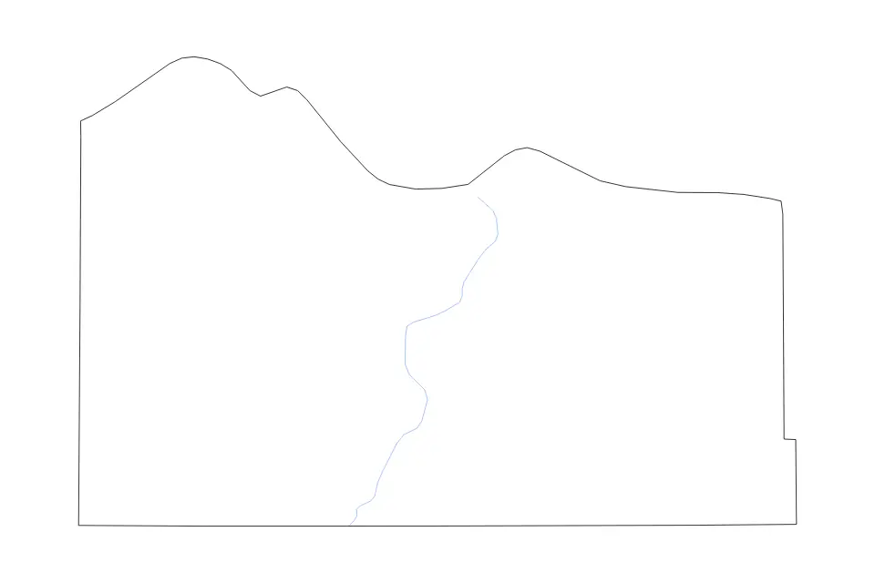 Carte de Mellette, South Dakota de type contour et rivières pour Amérique du Nord, montrant contour et rivières avec des limites nettes.