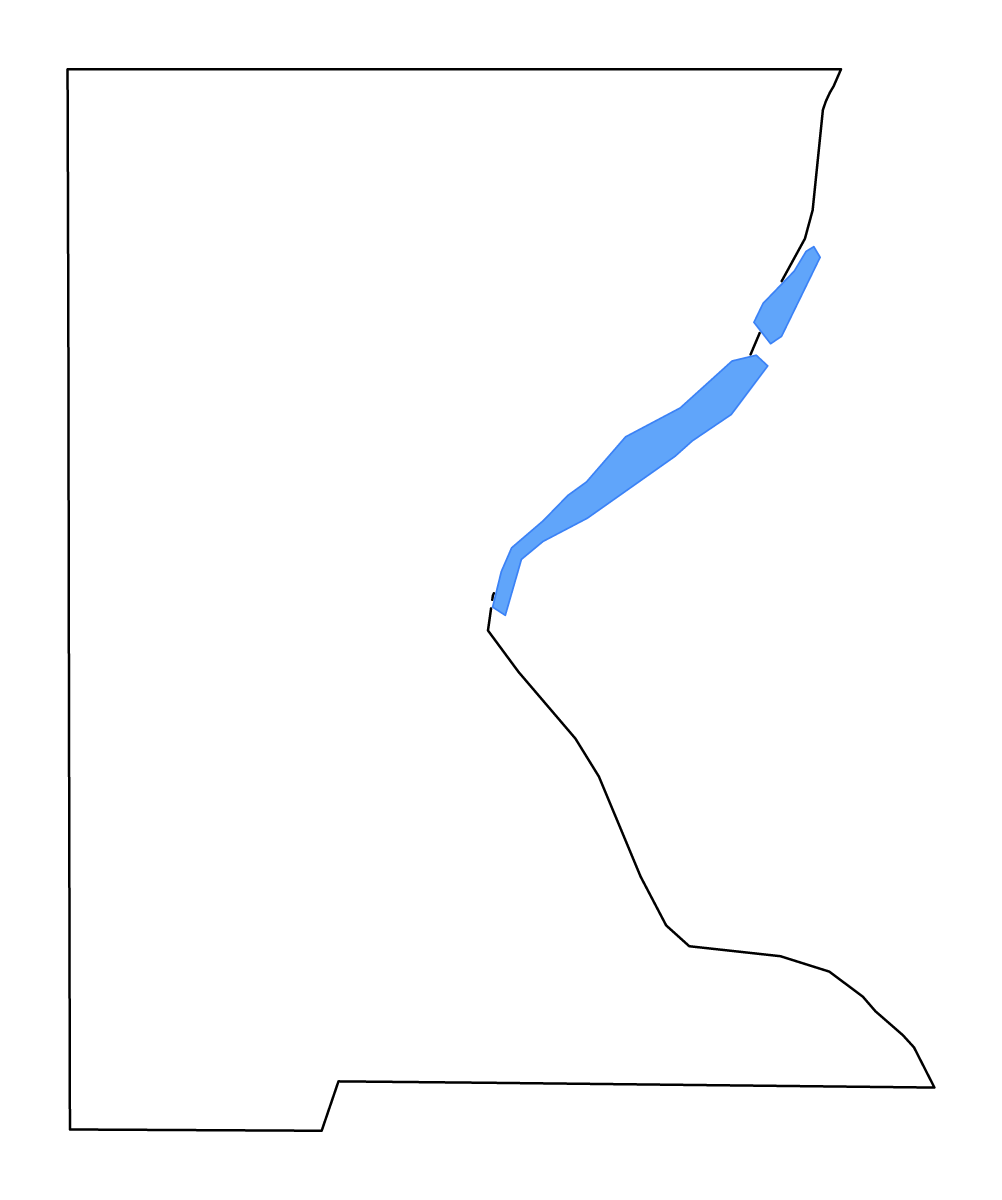 Mapa de contorno de Roberts, South Dakota con lagos y ríos.