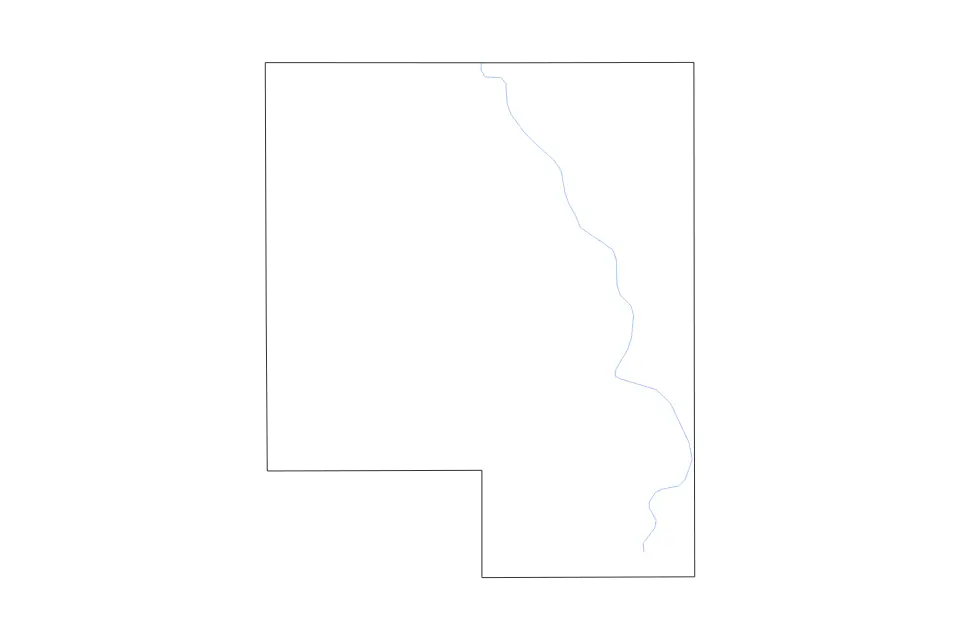 Outline map of Turner County, South Dakota with subdivision borders and rivers.