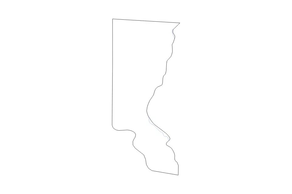 Outline map of Union County, South Dakota with subdivision borders and rivers.