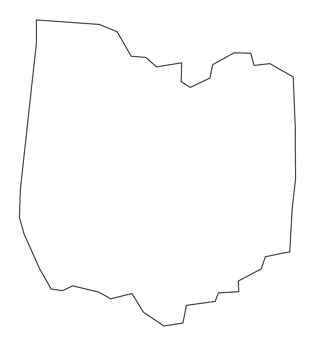 Outline map of Bedford County, Tennessee with rivers.