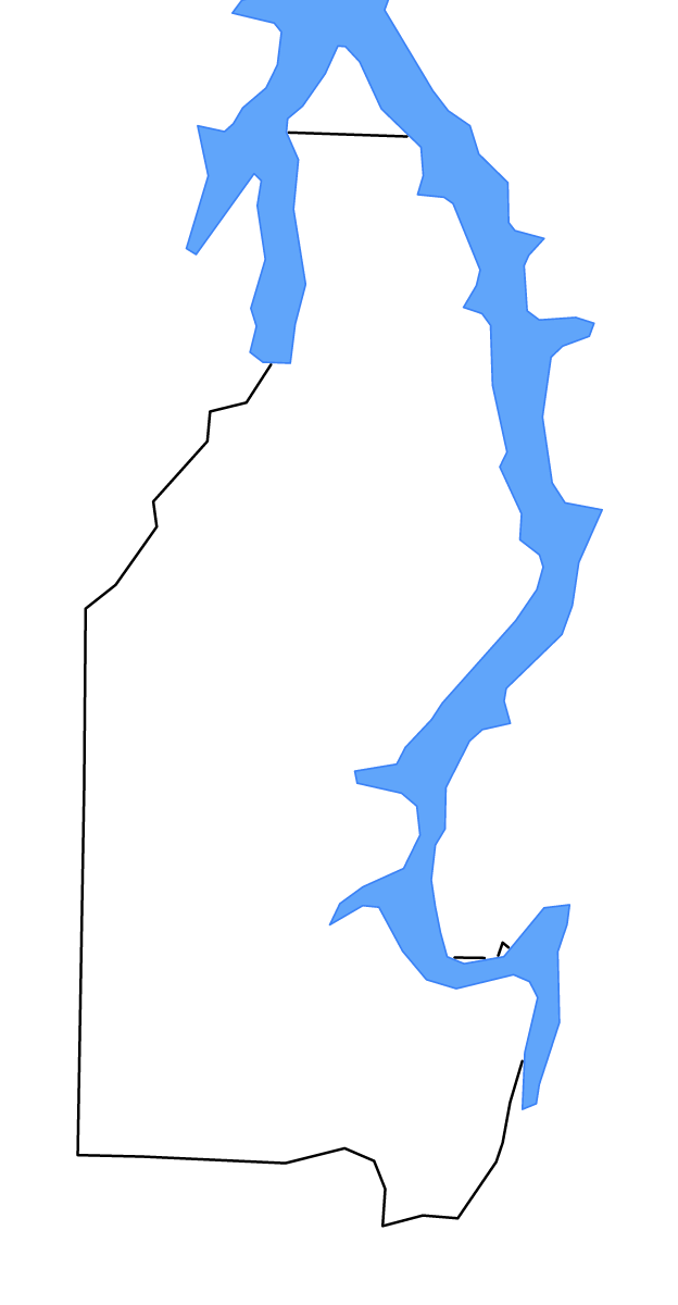 Mapa de contorno de Benton, Tennessee con lagos.