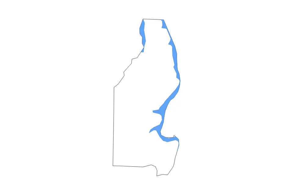 Mapa de Benton, Tennessee de tipo contorno y lagos para América del Norte, con contorno y lagos con elementos de agua como Kentucky Lake.