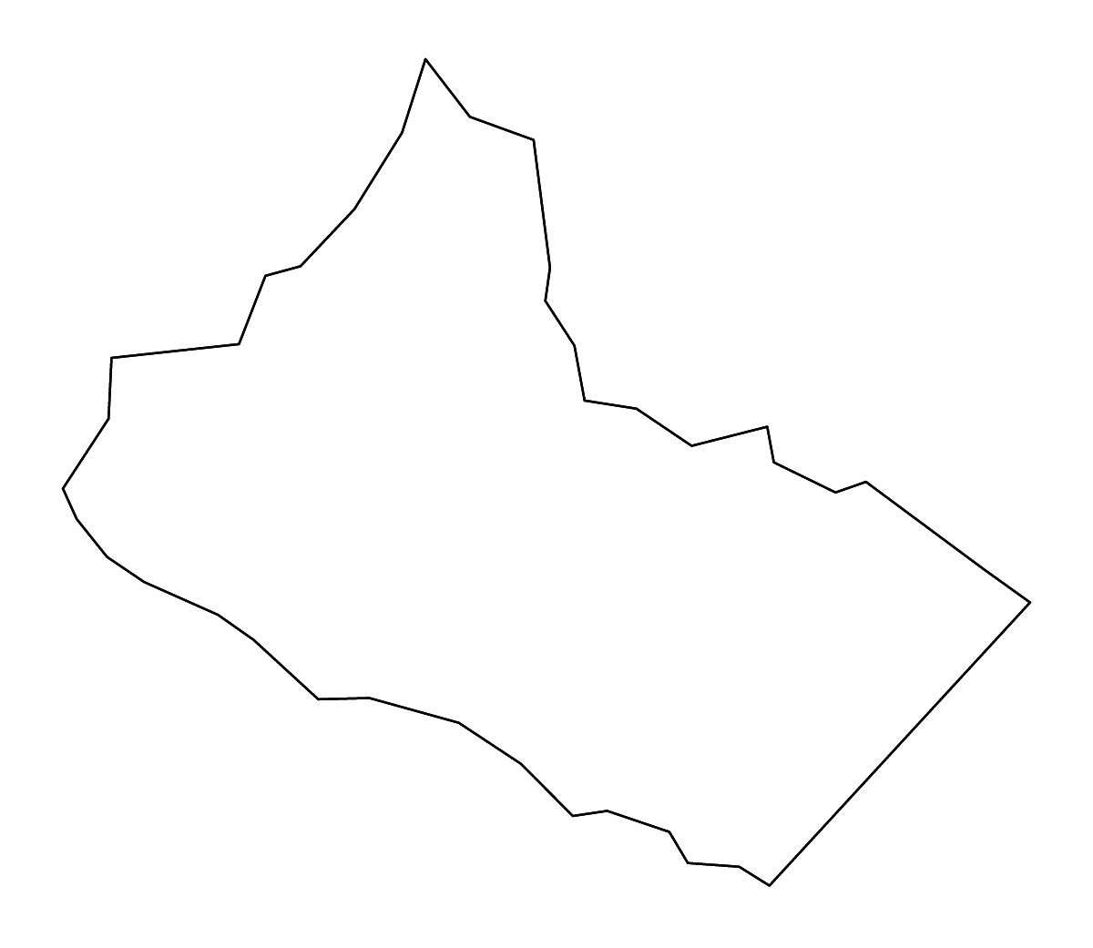 Mapa de contorno de Crockett, Tennessee con ríos.