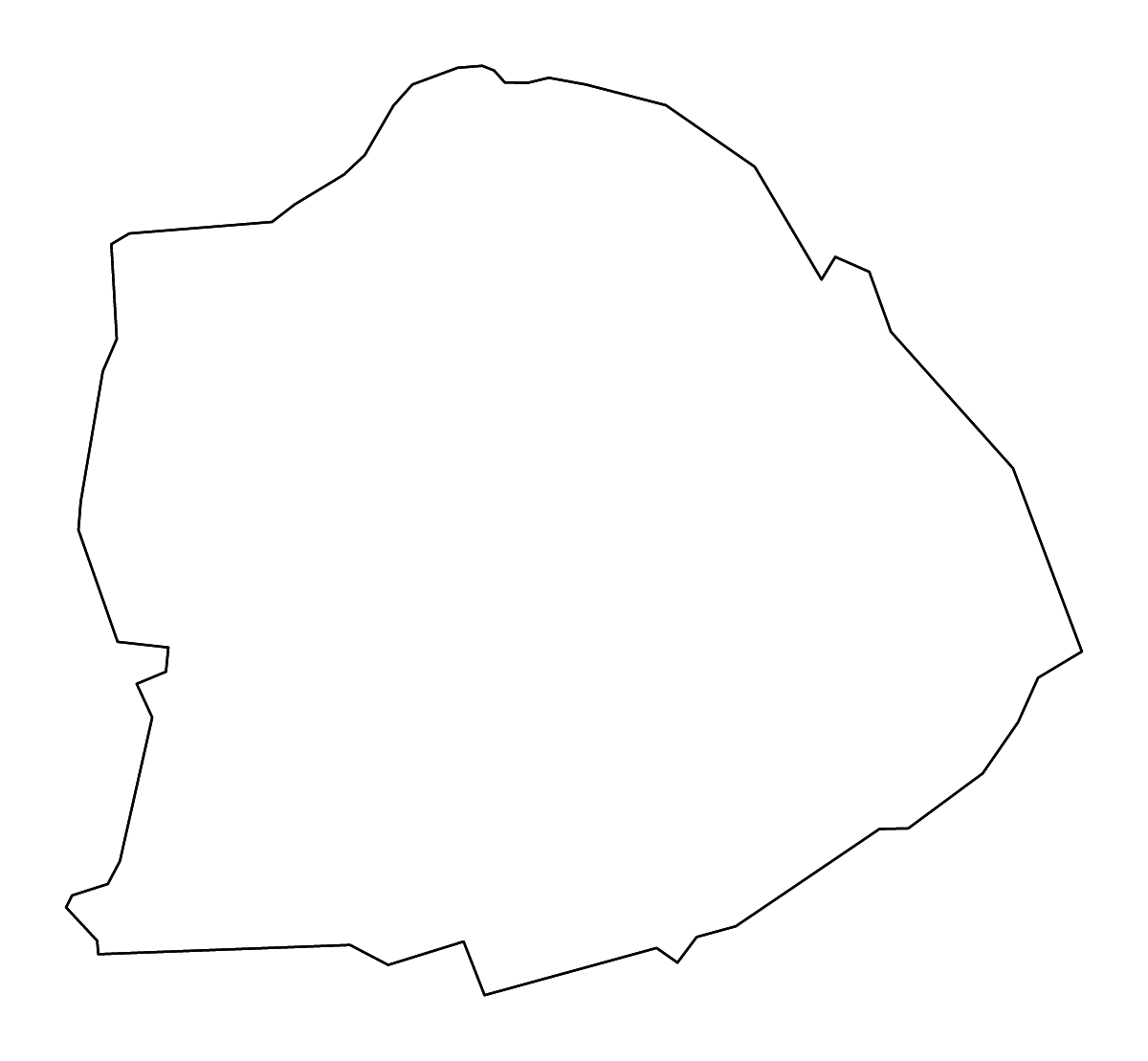 Carte de contour de Cumberland, Tennessee avec rivières.