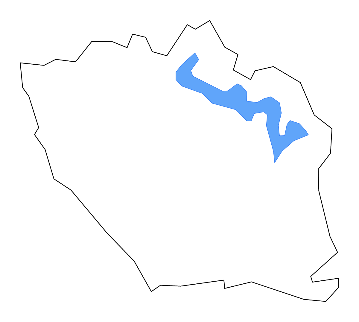 Carte de contour de DeKalb, Tennessee avec lacs et rivières.
