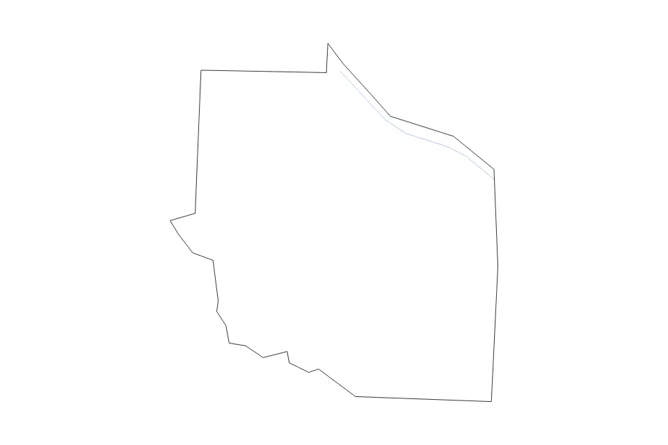 Carte de Gibson, Tennessee de type contour et rivières pour Amérique du Nord, montrant contour et rivières avec des limites nettes.