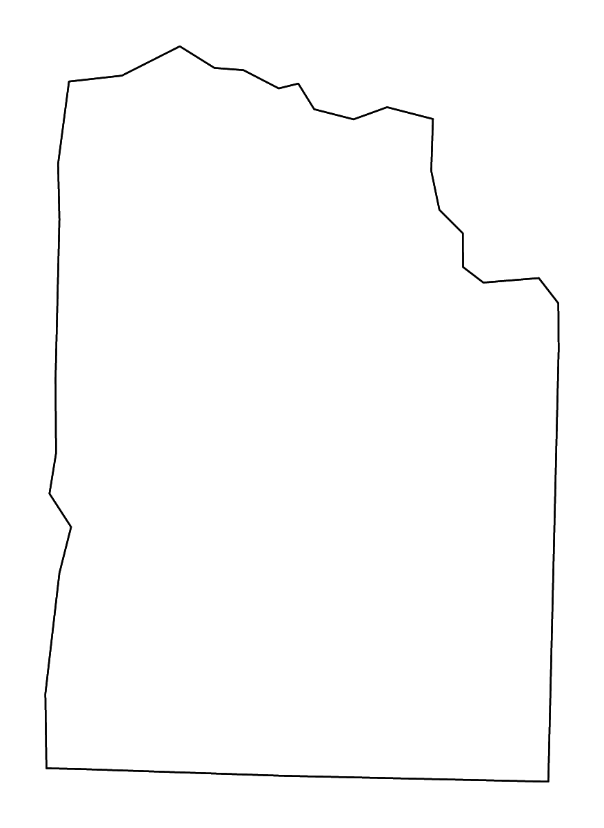 Mapa de contorno de Giles, Tennessee con ríos.