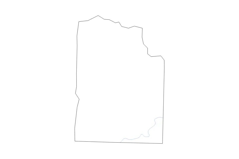 Carte de Giles, Tennessee de type contour et rivières pour Amérique du Nord, montrant contour et rivières avec des limites nettes.
