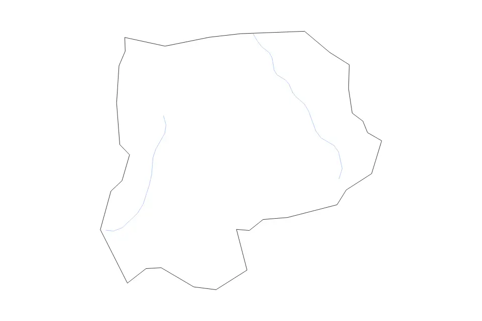 Mapa de Grundy, Tennessee de tipo contorno y ríos para América del Norte, con contorno y ríos con límites limpios.