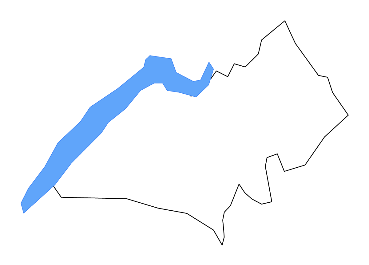 Mapa de contorno de Hamblen, Tennessee con lagos.