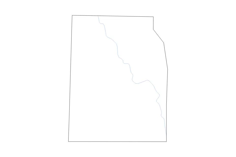 Carte de Hardeman, Tennessee de type contour et rivières pour Amérique du Nord, montrant contour et rivières avec des limites nettes.
