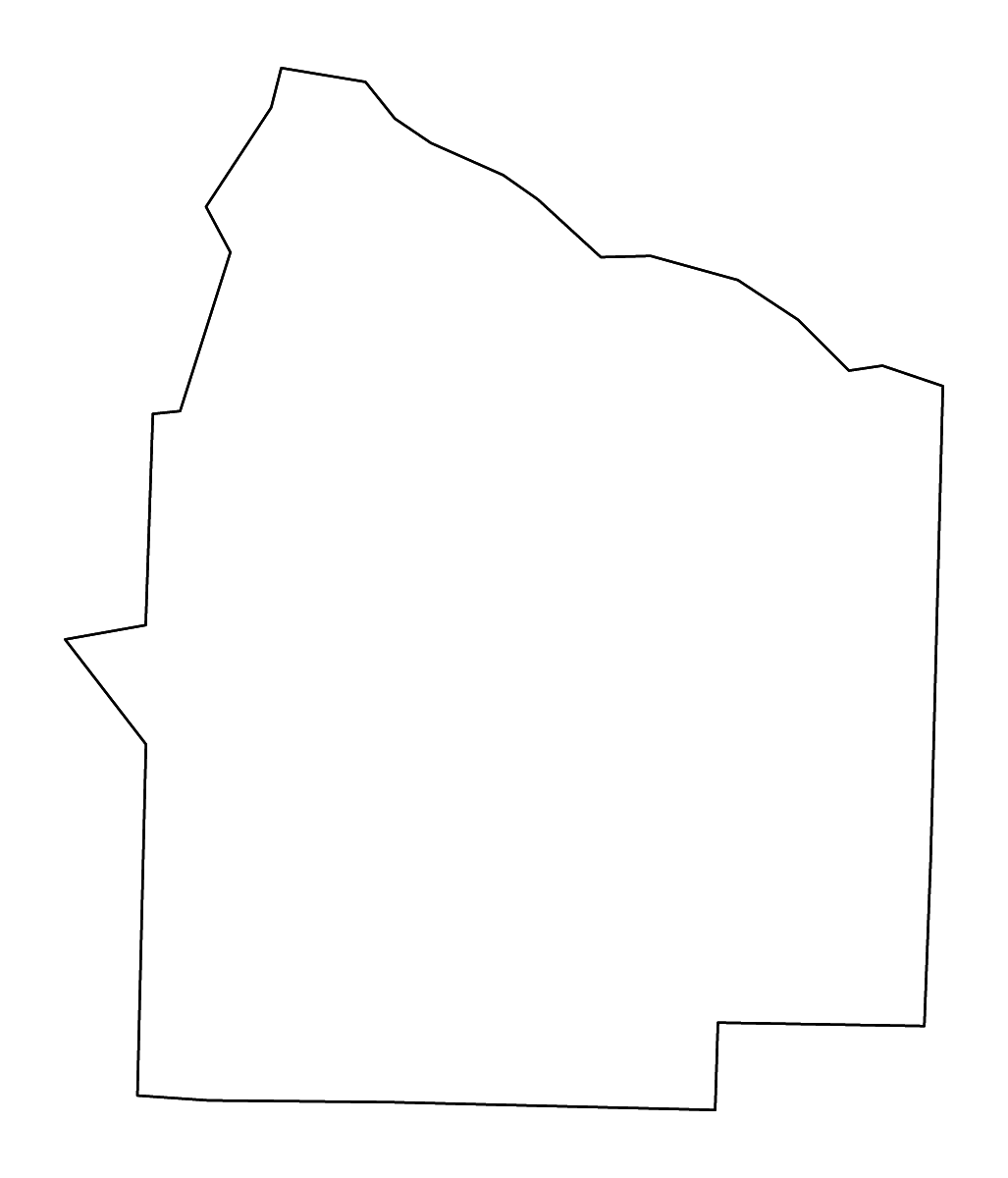 Outline map of Haywood County, Tennessee with rivers.