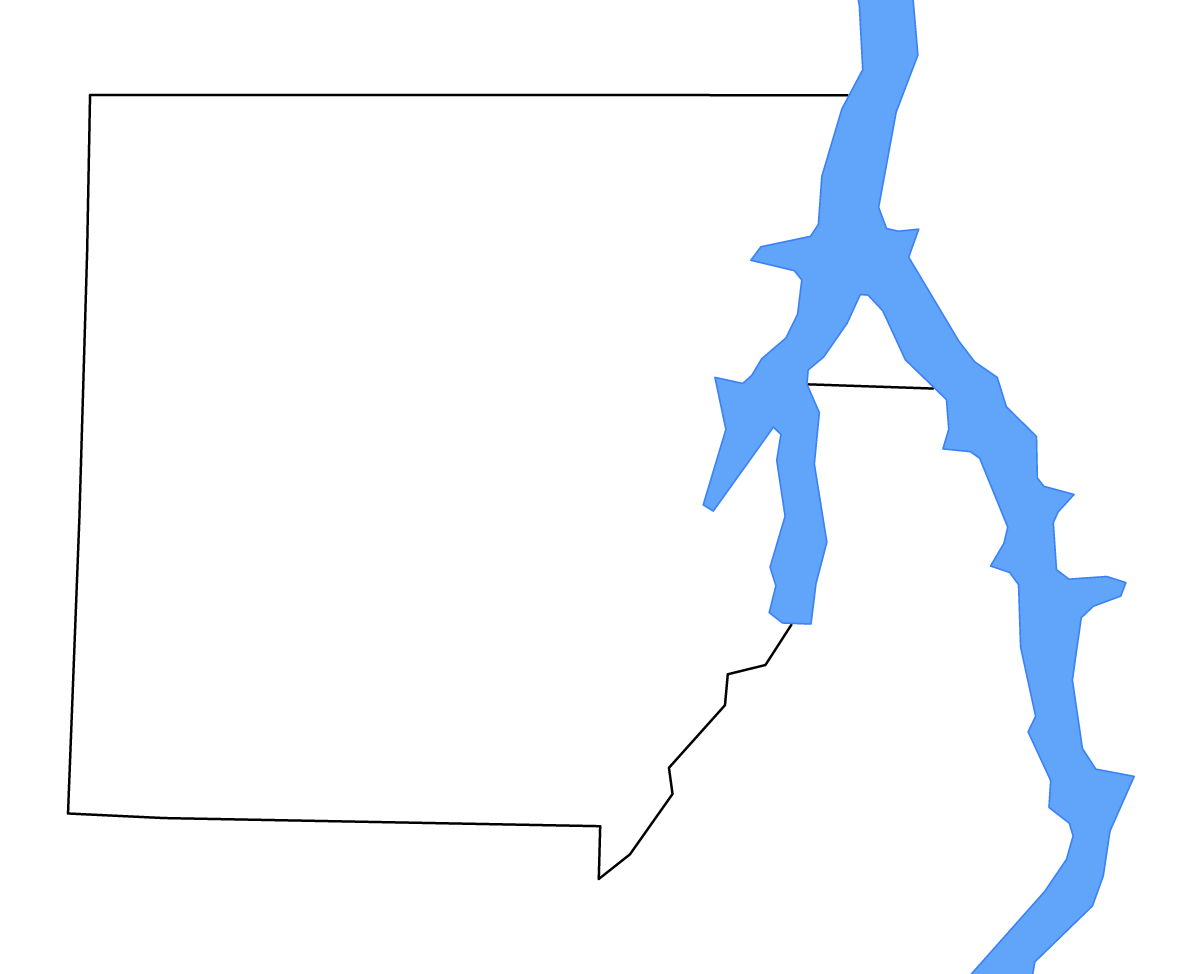 Mapa de contorno de Henry, Tennessee con lagos y ríos.