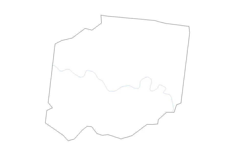 Mapa de Hickman, Tennessee de tipo contorno y ríos para América del Norte, con contorno y ríos con límites limpios.
