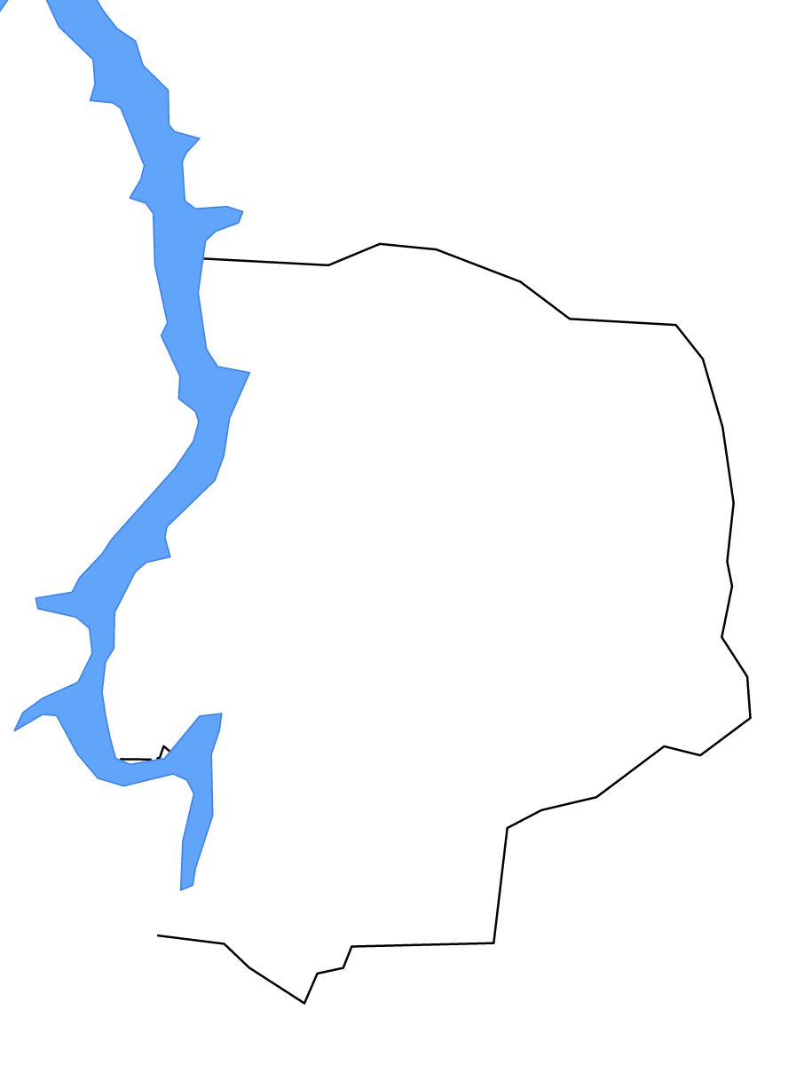 Mapa de contorno de Humphreys, Tennessee con lagos y ríos.