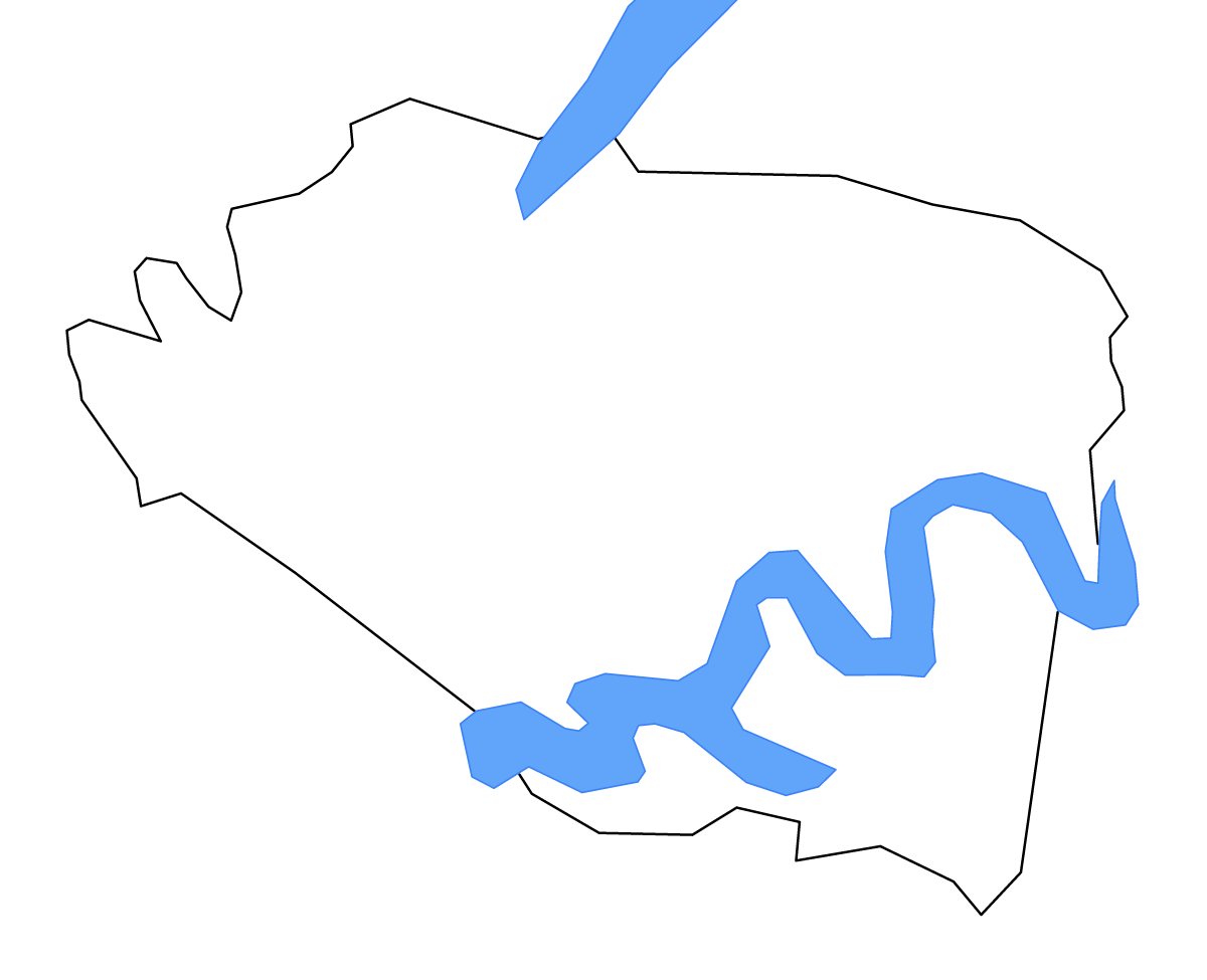 Carte de contour de Jefferson, Tennessee avec lacs et rivières.