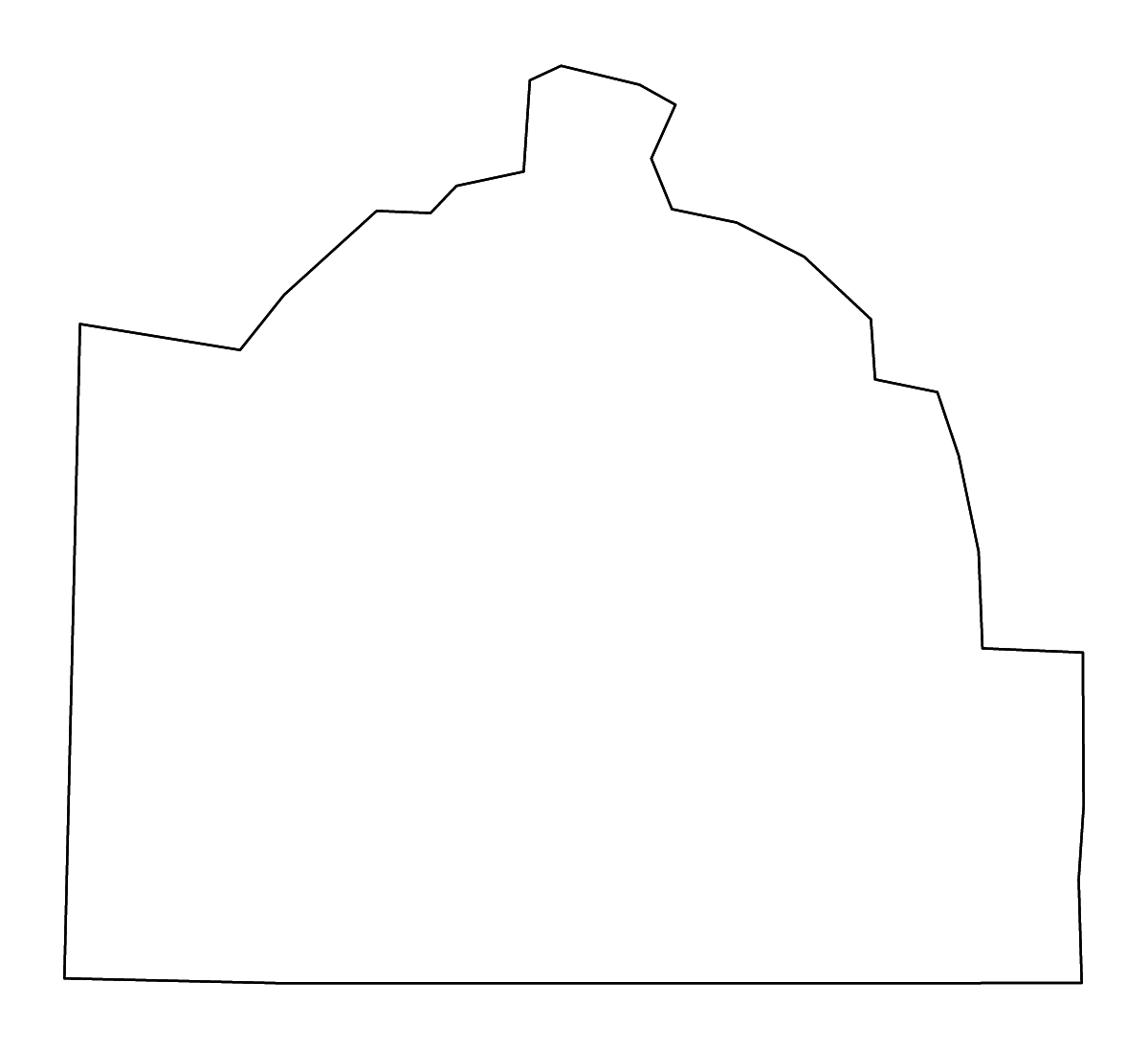 Mapa de contorno de Lincoln, Tennessee con ríos.