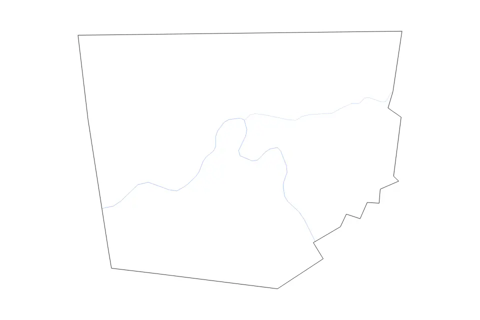 Mapa de Montgomery, Tennessee de tipo contorno y ríos para América del Norte, con contorno y ríos con límites limpios.