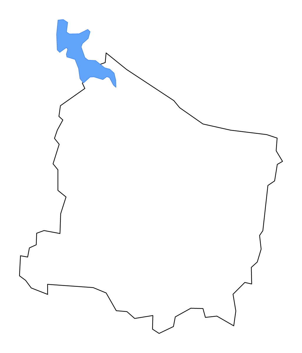 Mapa de contorno de Rutherford, Tennessee con lagos.