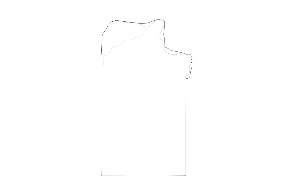 Outline map of Clay County, Texas with subdivision borders and rivers.