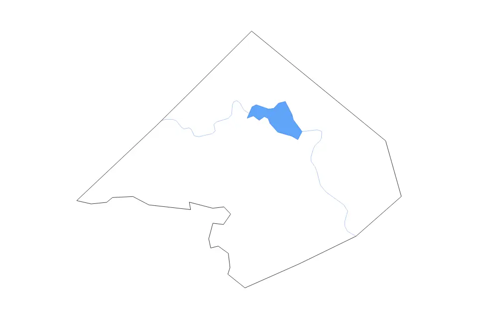 Outline map of Comal County, Texas with subdivision borders and major lakes and rivers.