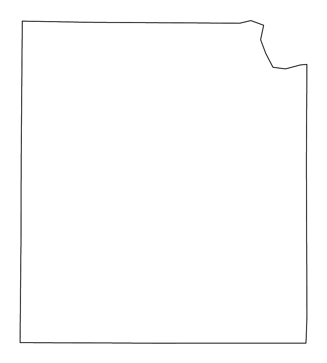 Mapa de contorno de Concho, Texas con ríos.