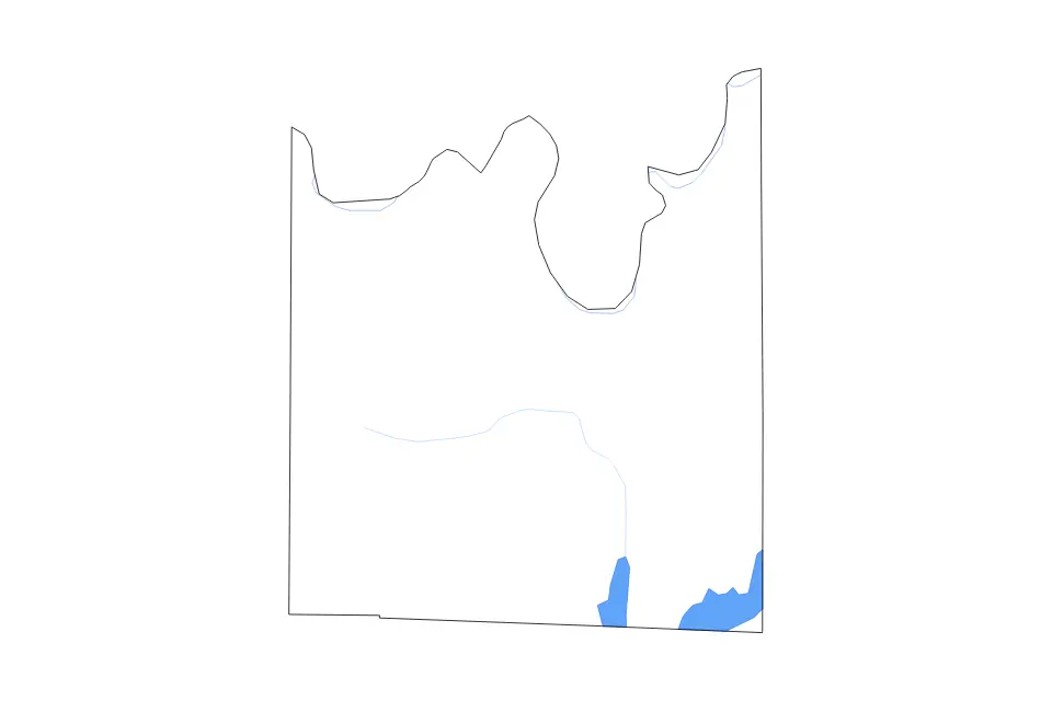 Outline map of Cooke County, Texas with subdivision borders and major lakes and rivers.