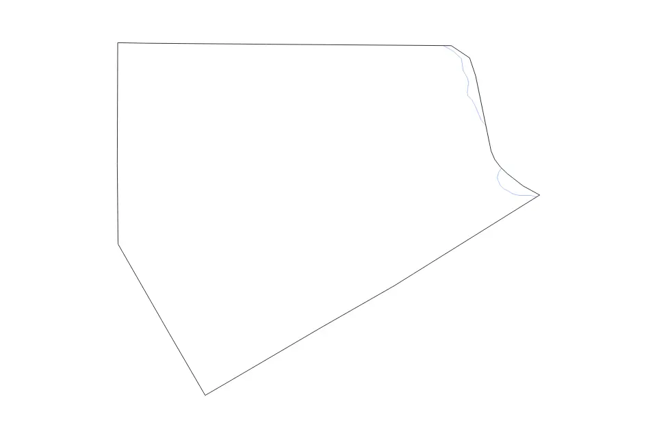 Outline map of Ellis County, Texas with subdivision borders and rivers.
