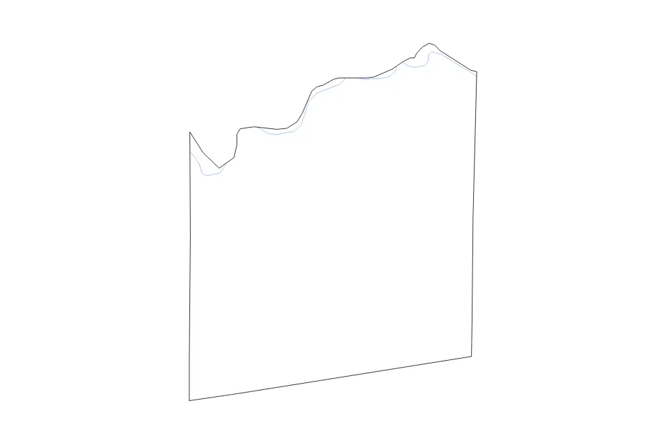 Outline map of Fannin County, Texas with subdivision borders and rivers.