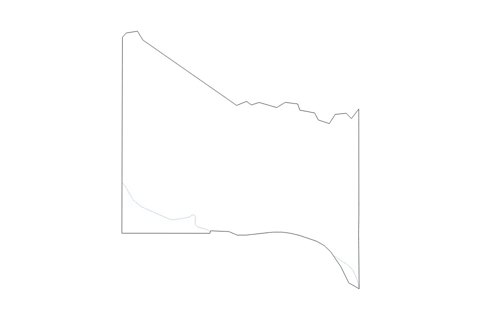 Outline map of Foard County, Texas with subdivision borders and rivers.
