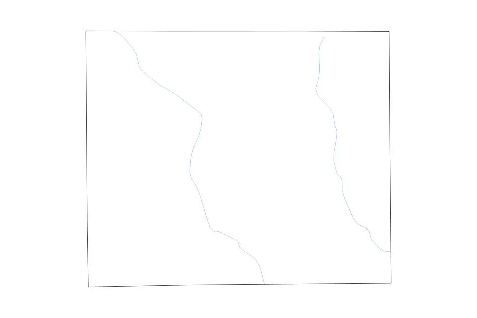 Carte de Frio, Texas de type contour et rivières pour Amérique du Nord, montrant contour et rivières avec des limites nettes.