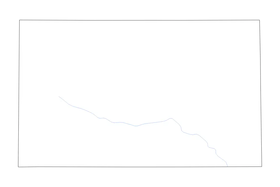 Outline map of Gaines County, Texas with subdivision borders and rivers.