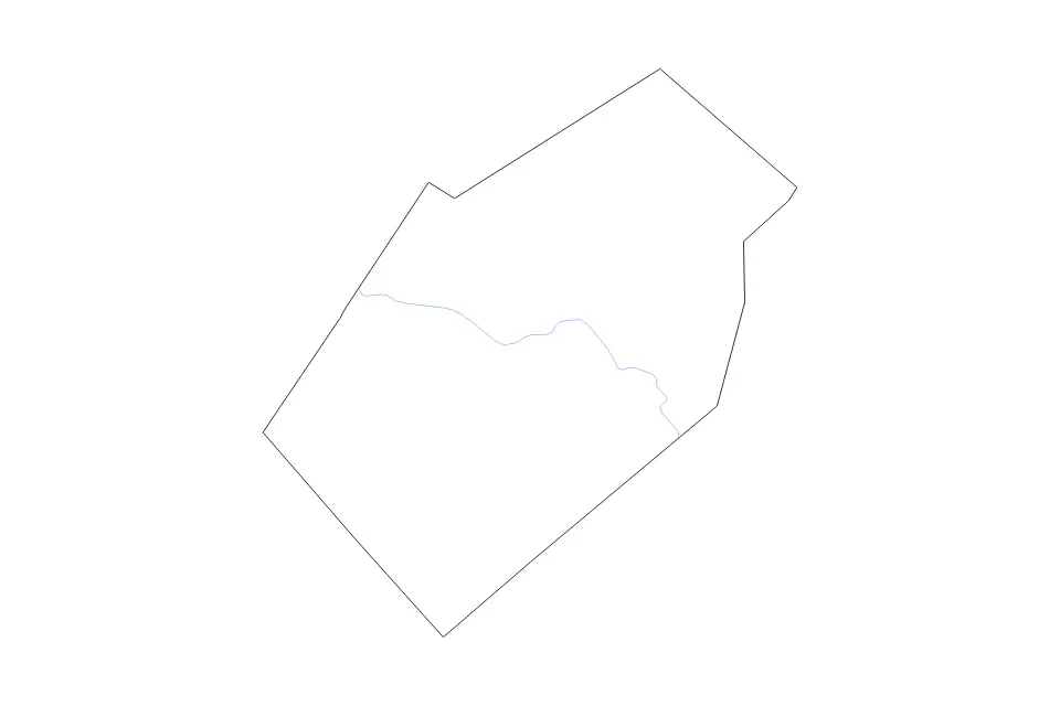 Outline map of Gonzales County, Texas with subdivision borders and rivers.