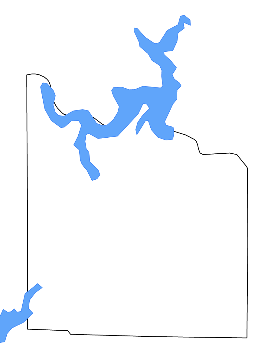 Mapa de contorno de Grayson, Texas con lagos y ríos.