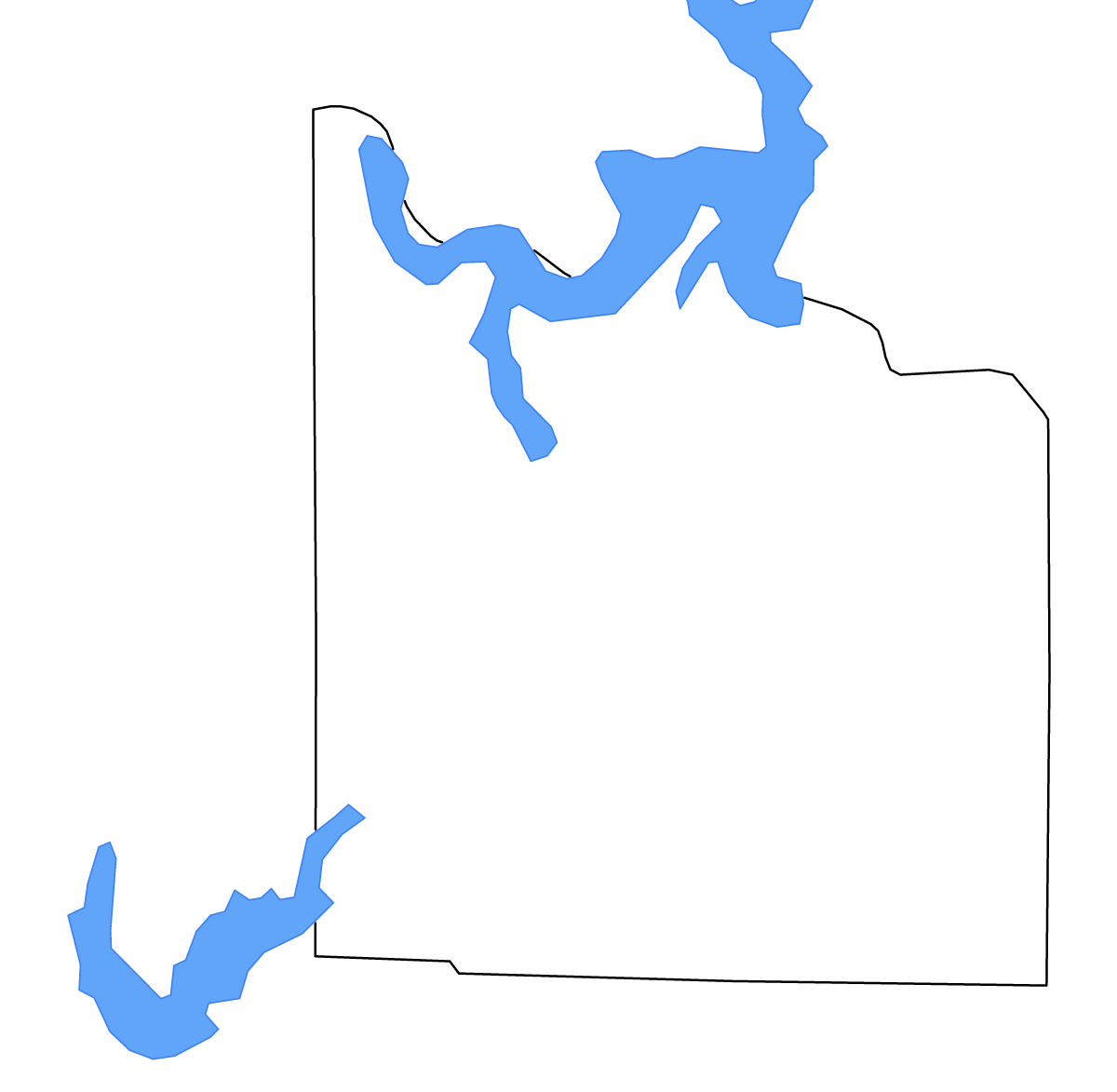 Mapa de contorno de Grayson, Texas con lagos y ríos.