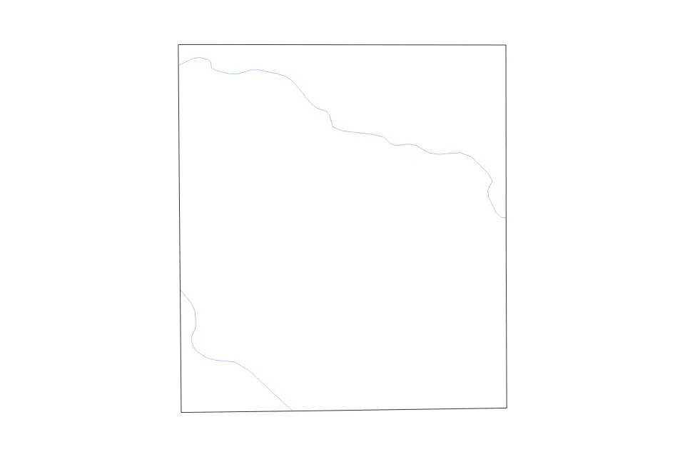Outline map of Hale County, Texas with subdivision borders and rivers.